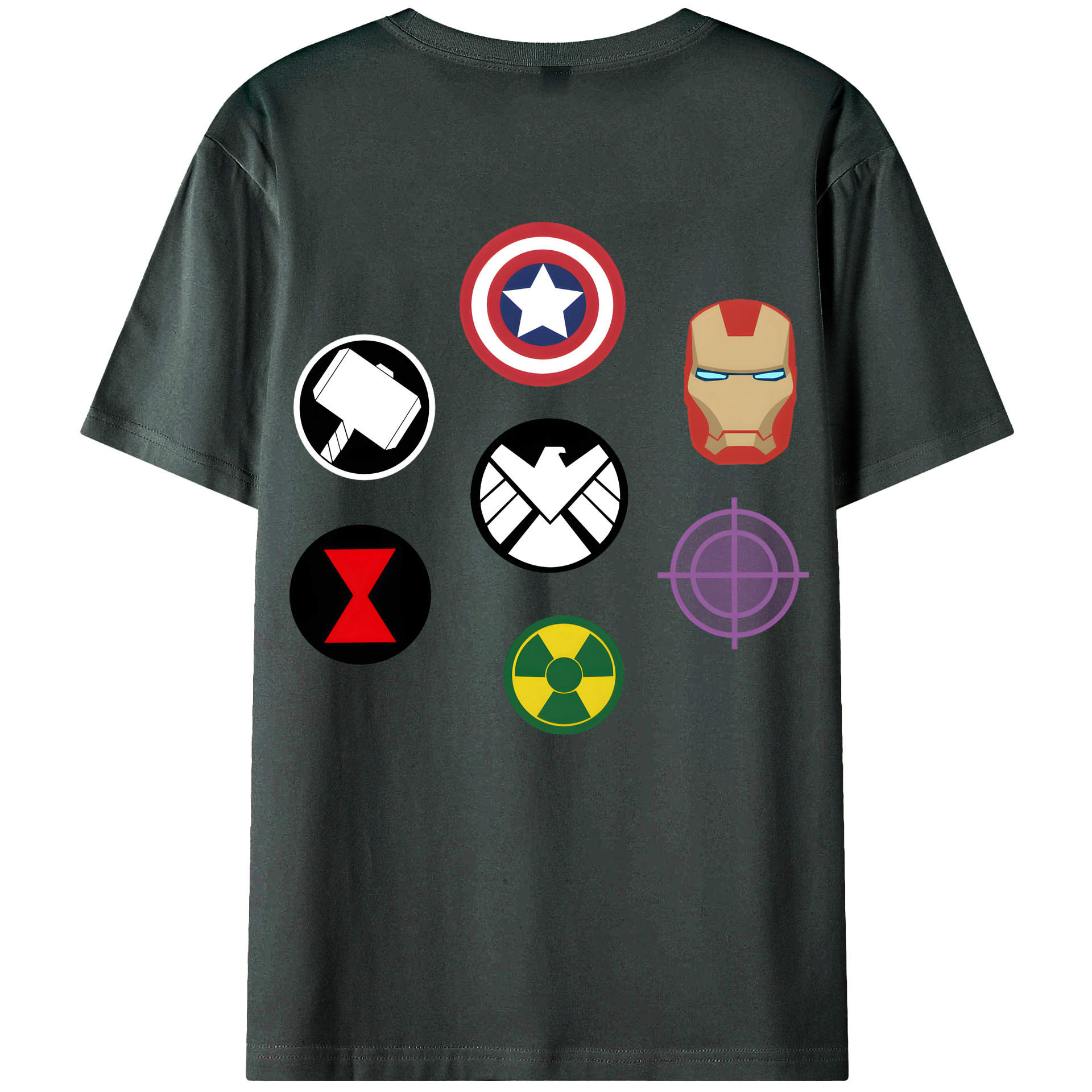 （画像用） アベンジャーズ The Avengers 綿100％ メンズ半袖Tシャツ（バックプリント） 通気性